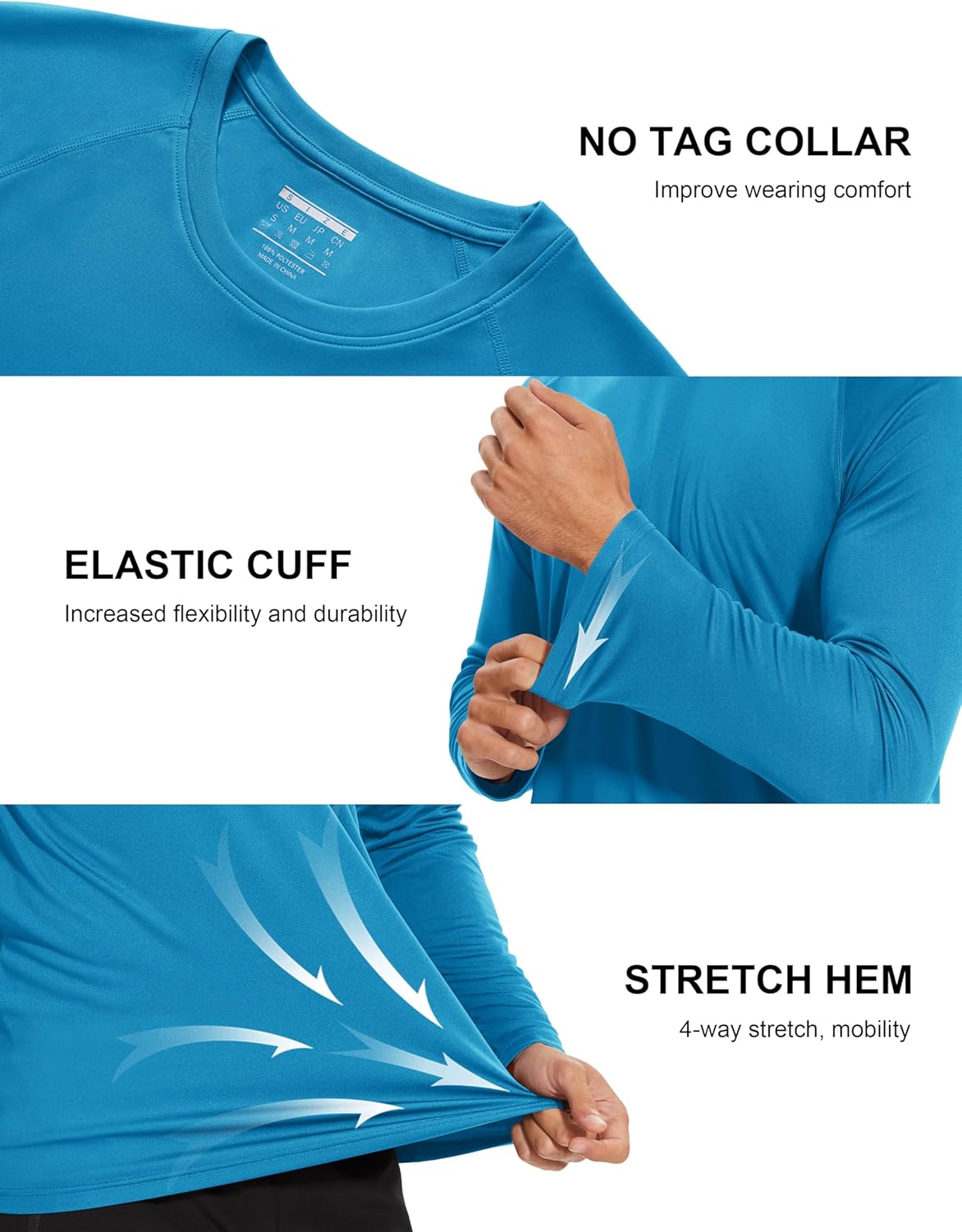 Men's Long Sleeve Shirts UPF UV Sun Protection Athletic Shirts for Hiking Running Workout Rash Guard Men's Long Sleeve Shirts UPF UV Sun Protection Athletic Shirts for Hiking Running Workout Rash Guard