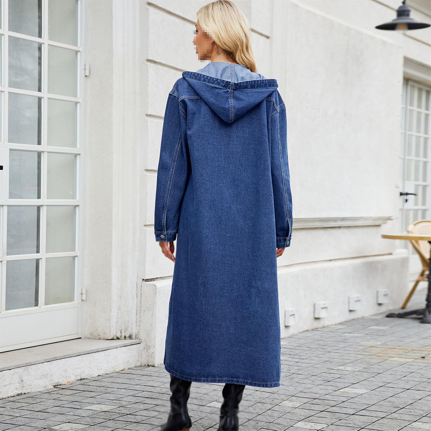 Women's Long Hooded Jacket Long Sleeve Button Down Jean Jacket Boyfriend Casual Streetwear Outerwear Women's Long Hooded Jacket Long Sleeve Button Down Jean Jacket Boyfriend Casual Streetwear Outerwear