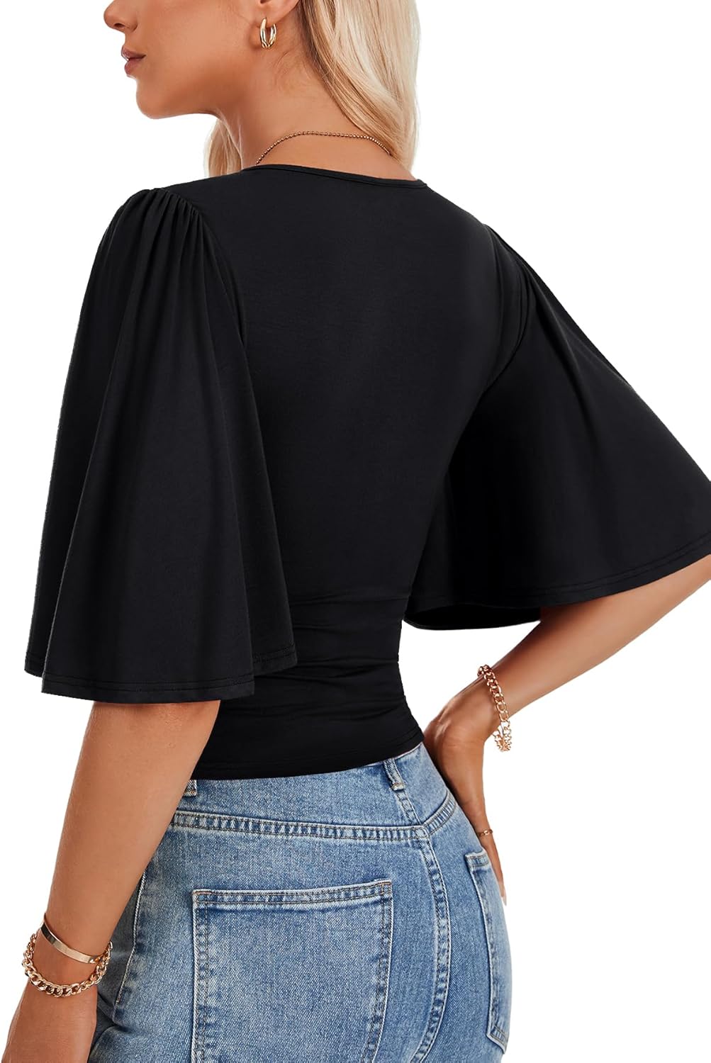 Women's V Neck Wrap Dressy Tops for Women Elegant Ruffle Short Sleeve Business Casual Blouse Women's V Neck Wrap Dressy Tops for Women Elegant Ruffle Short Sleeve Business Casual Blouse