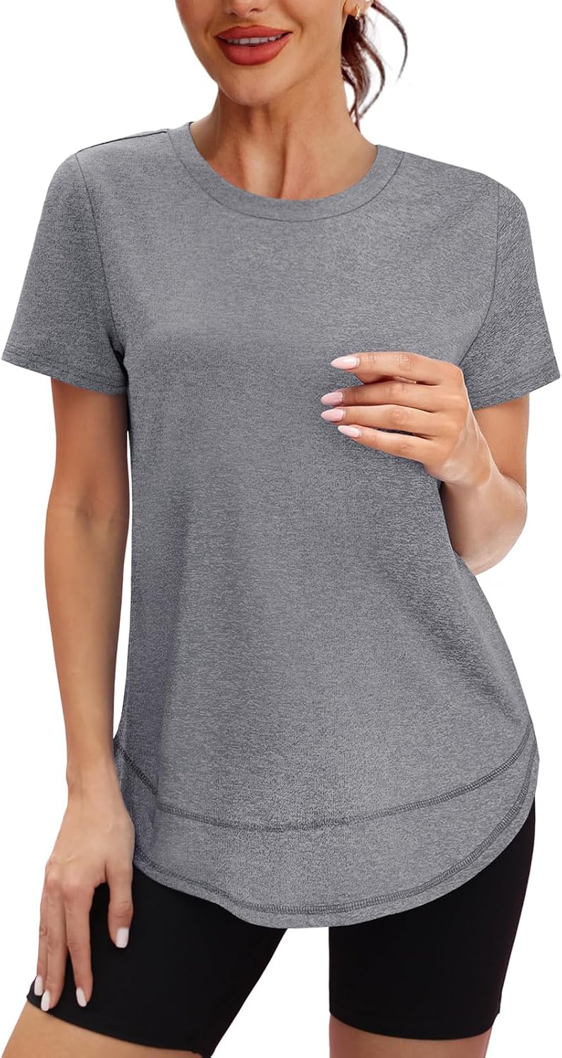 Womens Workout Tops Short Sleeve Shirts Sun Protection UPF Quick Dry Outfits for Hiking Running Womens Workout Tops Short Sleeve Shirts Sun Protection UPF Quick Dry Outfits for Hiking Running