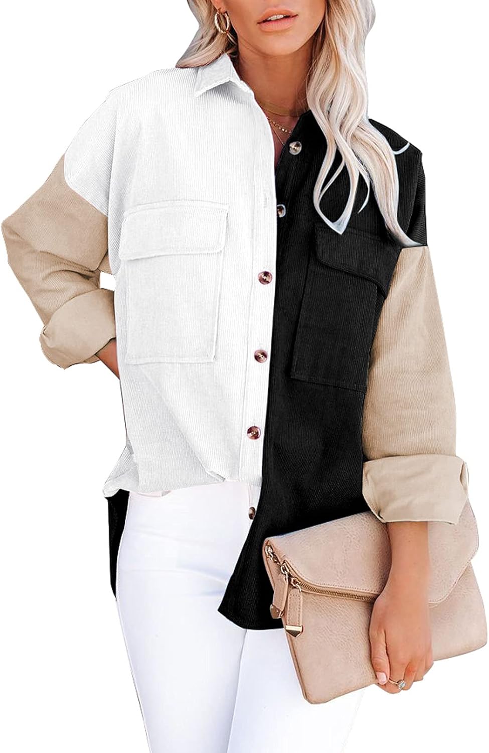 Womens Corduroy Button Down Shirts Boyfriend Long Sleeve Blouses Tops Womens Corduroy Button Down Shirts Boyfriend Long Sleeve Blouses Tops