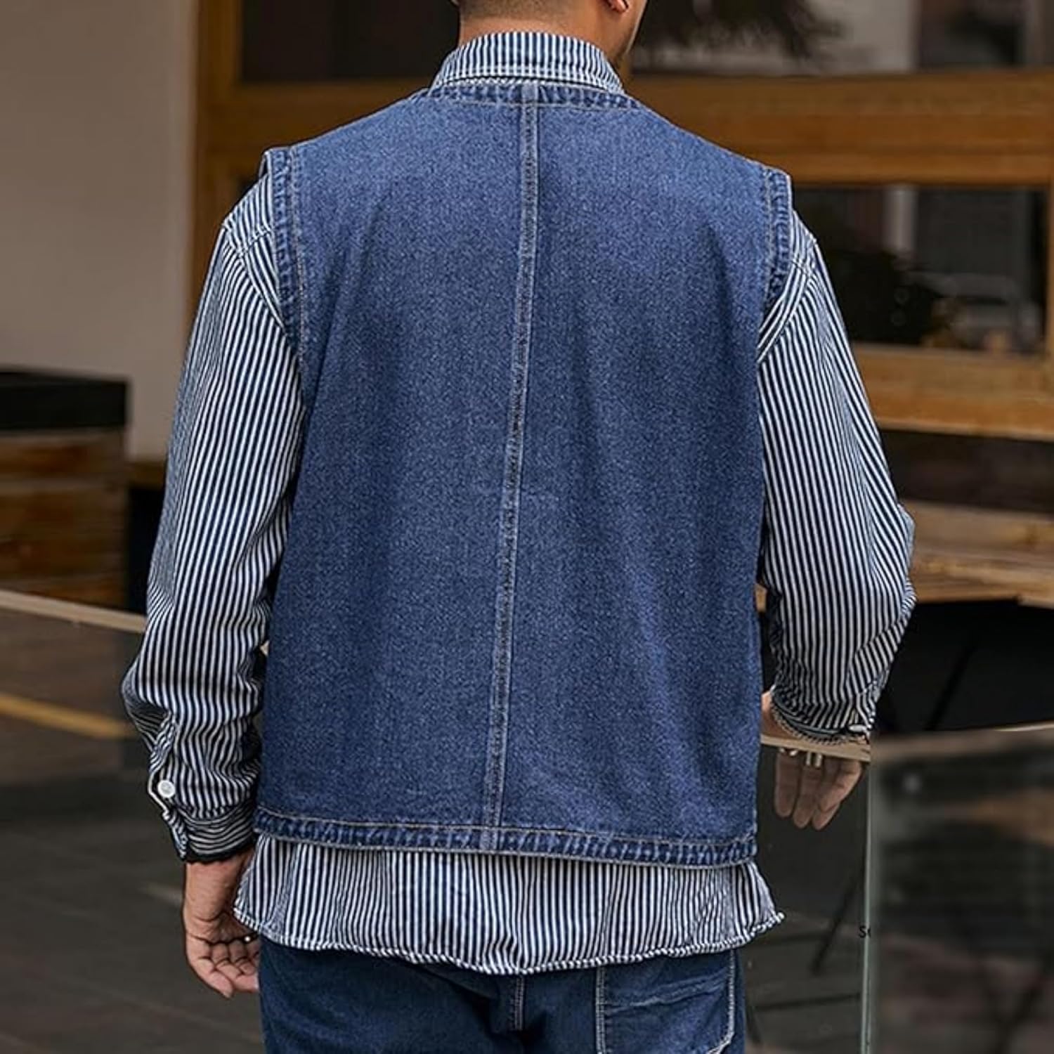 Men's Casual Vest Double Pocket Sleeveless Jean Men Jacket Big &Tall Outdoor Work Vests Men's Casual Vest Double Pocket Sleeveless Jean Men Jacket Big &Tall Outdoor Work Vests