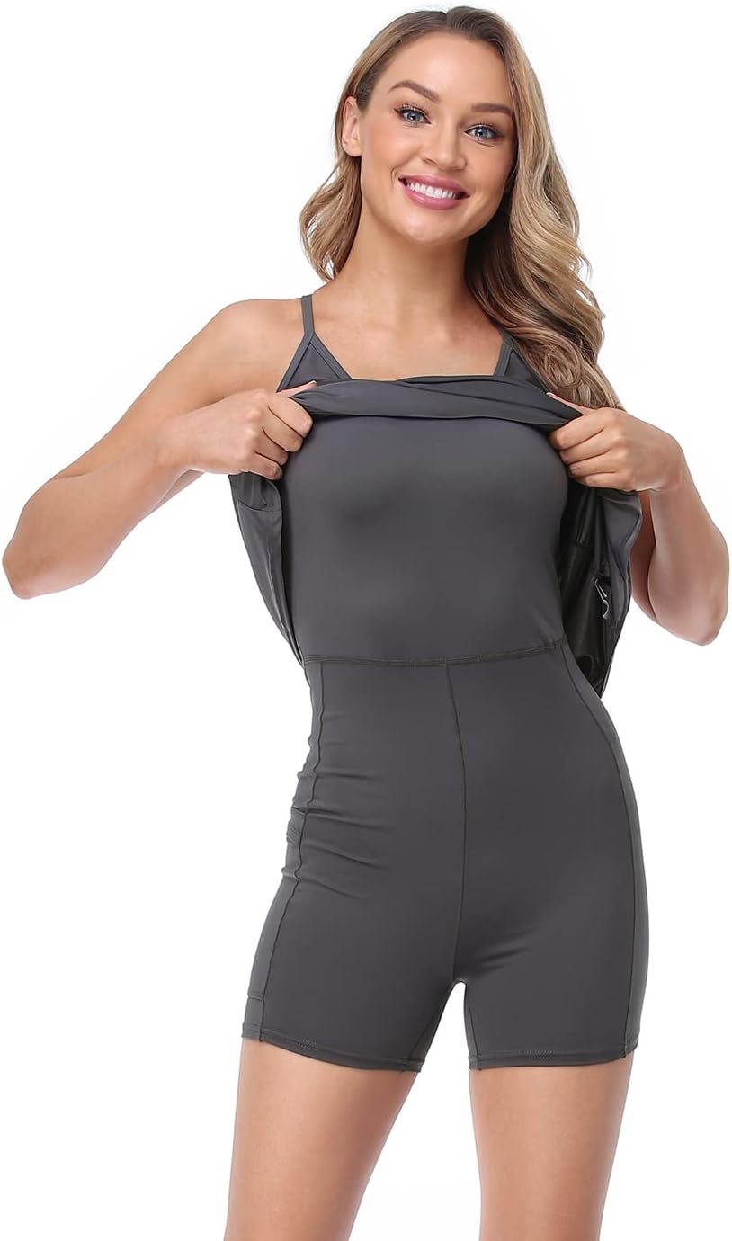 Womens Exercise Workout Dress with Built-in Shorts Sleeveless A-line 2 in 1 Athletic Dresses with Pockets for Golf Tennis Womens Exercise Workout Dress with Built-in Shorts Sleeveless A-line 2 in 1 Athletic Dresses with Pockets for Golf Tennis