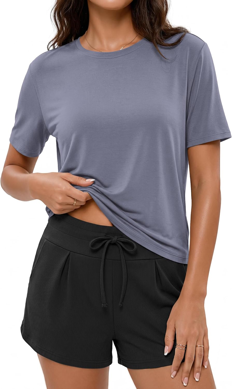 Modal Soft Short Sleeve Shirts for Women Crew Neck Yoga Tee Casual Workout Tops Modal Soft Short Sleeve Shirts for Women Crew Neck Yoga Tee Casual Workout Tops