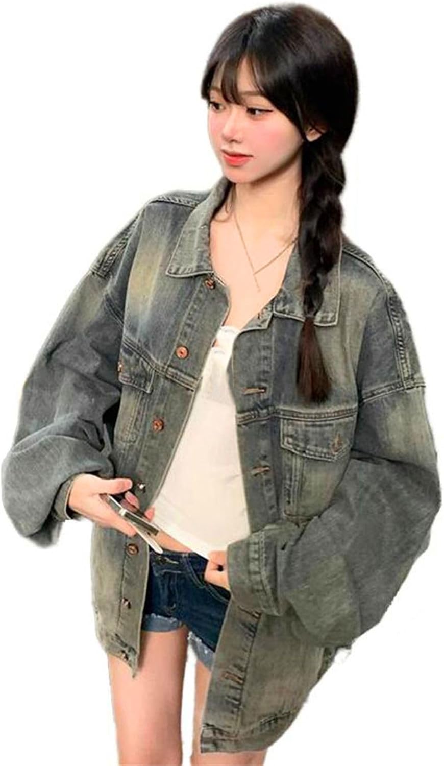Women's Casual Loose Jacket Long Sleeved Jean Coat Tops Women's Casual Loose Jacket Long Sleeved Jean Coat Tops