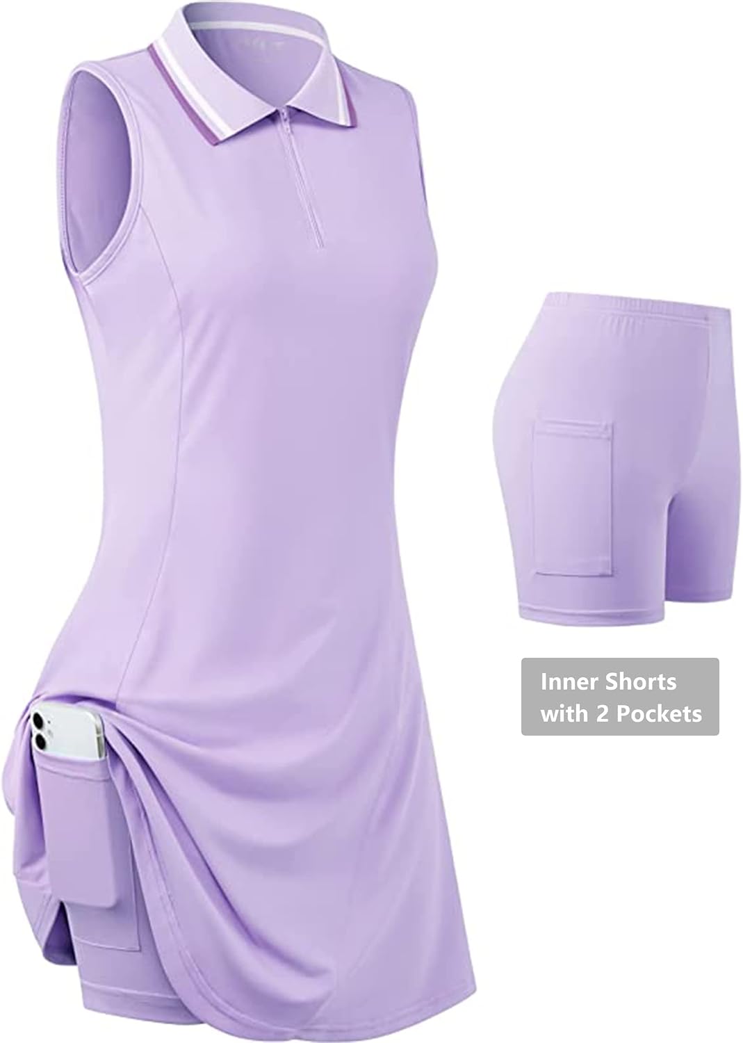 Womens Sleeveless Golf Tennis Dresses with Inner Shorts Pockets for Workout Exercise Womens Sleeveless Golf Tennis Dresses with Inner Shorts Pockets for Workout Exercise