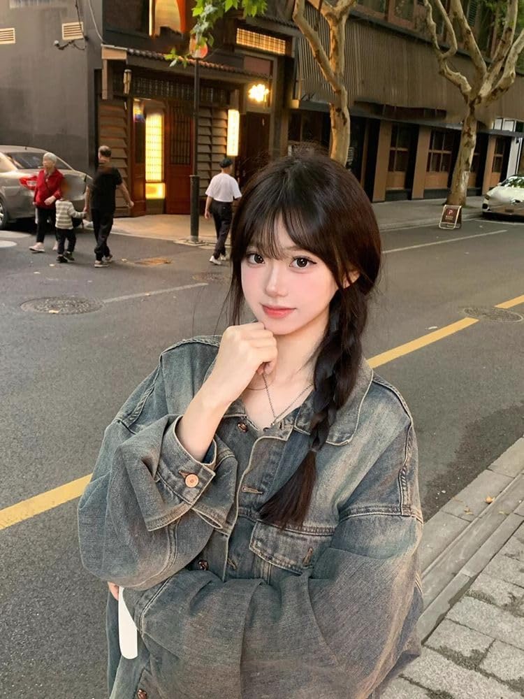 Women's Casual Loose Jacket Long Sleeved Jean Coat Tops Women's Casual Loose Jacket Long Sleeved Jean Coat Tops