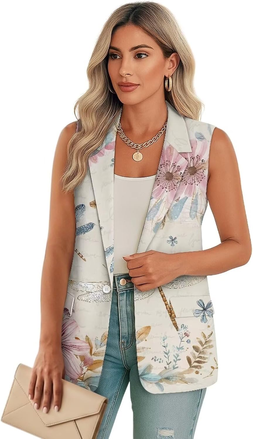 Womens Vest Blazer Sleeveless Vest for Ladies Work Lapel Collar Jacket Coat Casual Blazer Jackets Size S Womens Vest Blazer Sleeveless Vest for Ladies Work Lapel Collar Jacket Coat Casual Blazer Jackets Size S