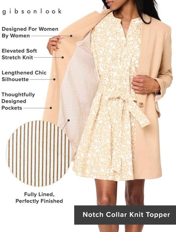 Women Notch Collar Knit Topper Lined Tailored Sweater Jacket Business Casual Outfits for Women Women Notch Collar Knit Topper Lined Tailored Sweater Jacket Business Casual Outfits for Women