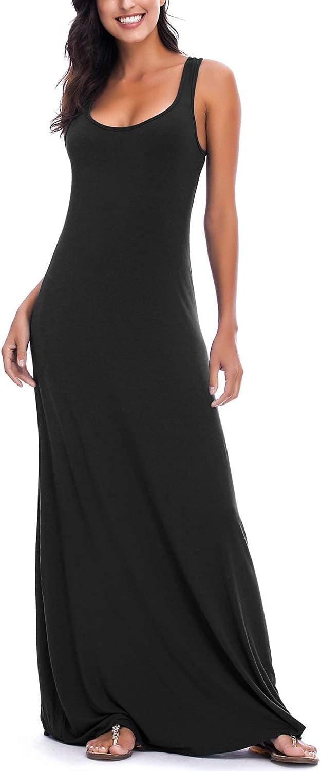 Women's Sexy Tank Top Maxi Long Dress Casual Sleeveless Summer Beach Dress