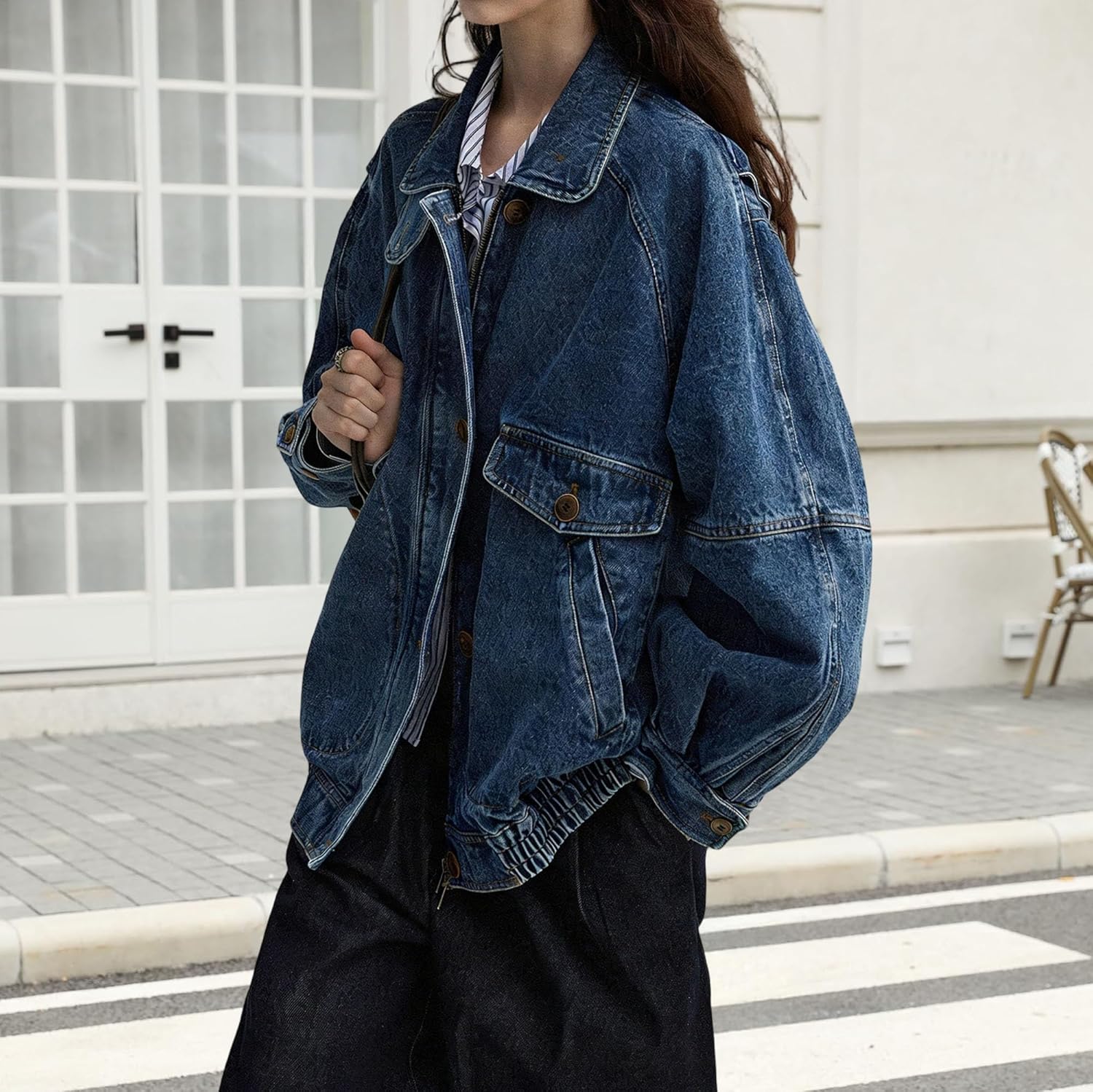 Women Casual Jean Jacket Long Sleeve Shirt Shacket With Pockets Women Casual Jean Jacket Long Sleeve Shirt Shacket With Pockets