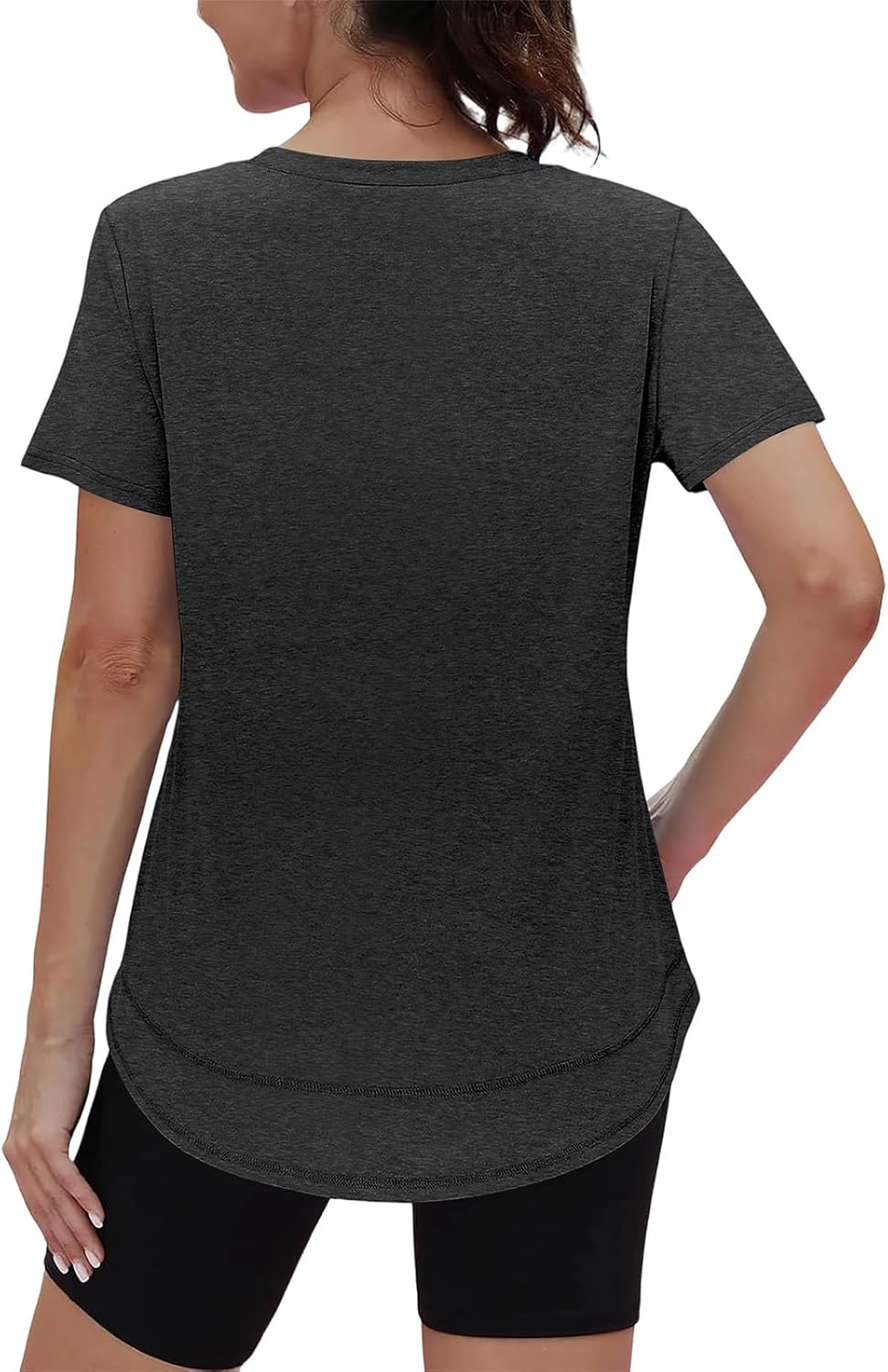 Womens Workout Tops Short Sleeve Shirts Sun Protection UPF Quick Dry Outfits for Hiking Running V Neck
