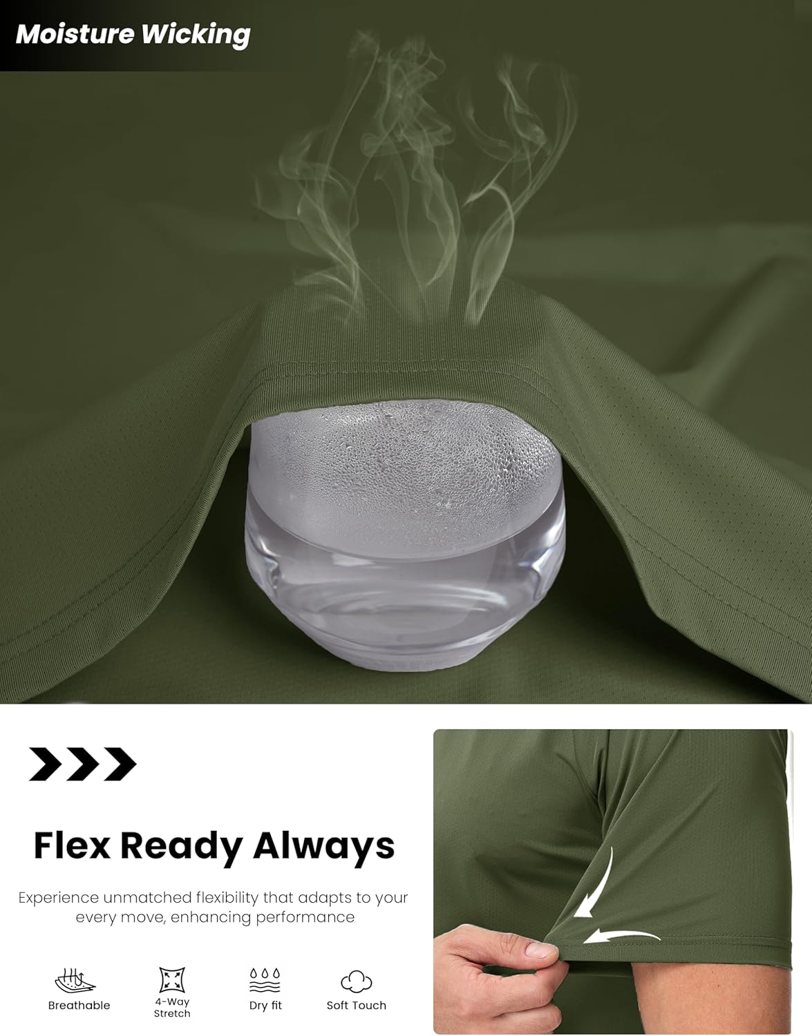 Men's Dry Fit Shirts Mesh Short Sleeve Athletic Lightweight Workout Performance Hiking Shirt
