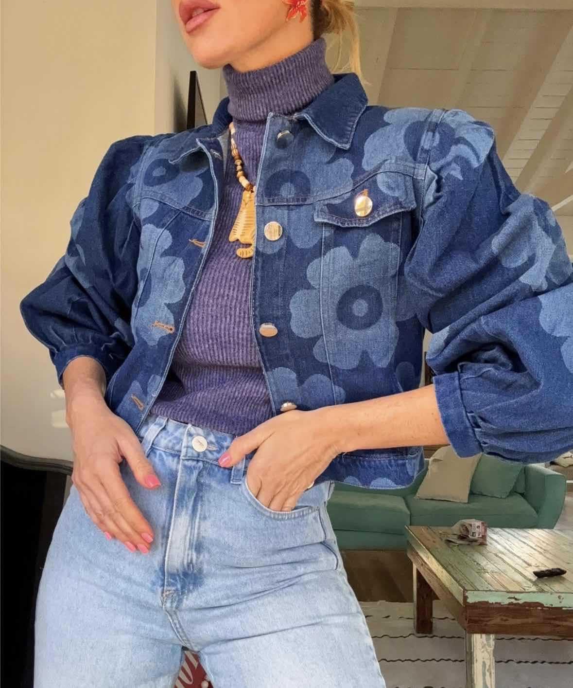 Women's Cropped Jean Jacket Fall Outfits Fashion Floral Printed Button Down Shacket Short Jackets Women's Cropped Jean Jacket Fall Outfits Fashion Floral Printed Button Down Shacket Short Jackets