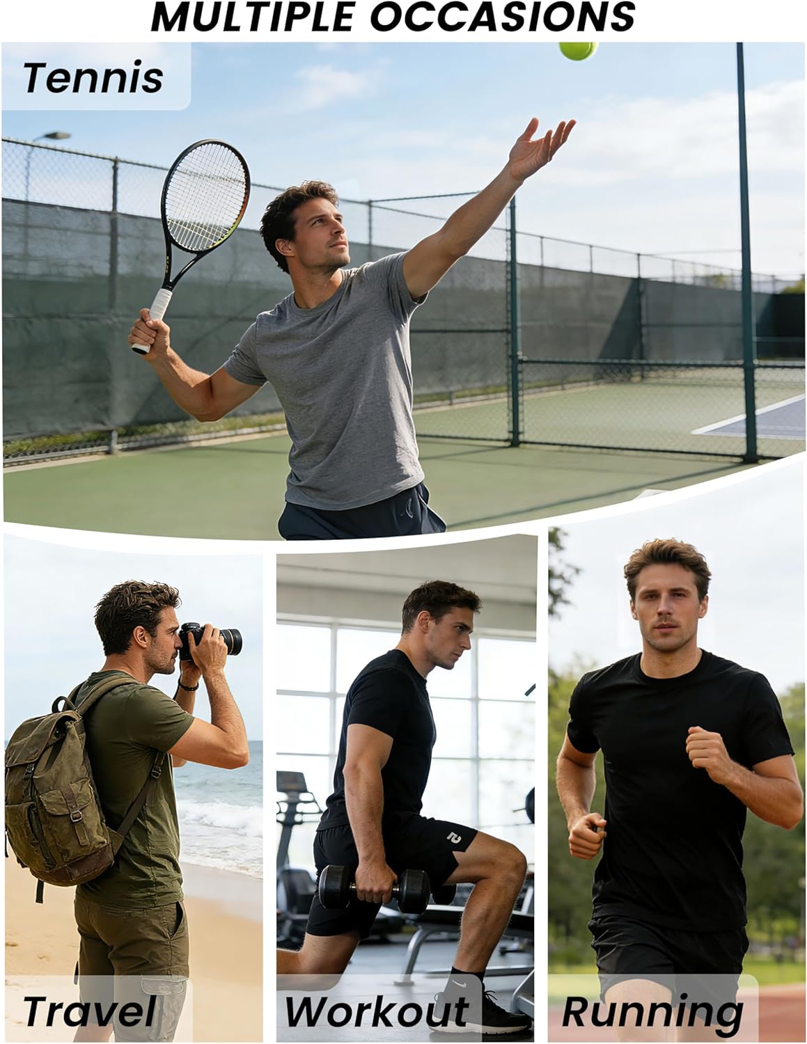 Men's Dry Fit Shirts Mesh Short Sleeve Athletic Lightweight Workout Performance Hiking Shirt