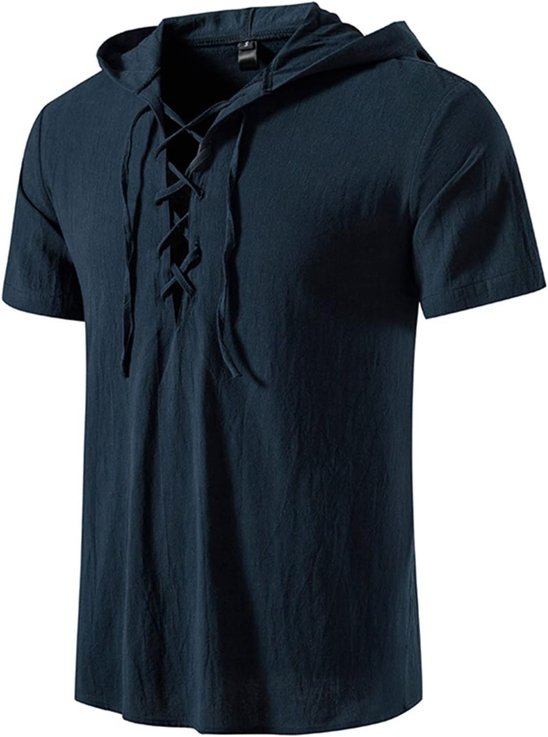 Men's Cotton Linen Hooded Shirt Short Sleeve V-Neck Drawstring Hoodies T-Shirts Lightweight Hippie Yoga Tee Tops Men's Cotton Linen Hooded Shirt Short Sleeve V-Neck Drawstring Hoodies T-Shirts Lightweight Hippie Yoga Tee Tops