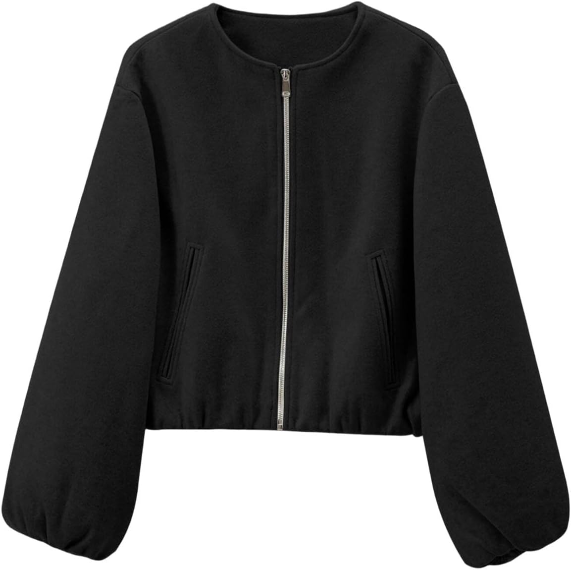 Women's Cropped Jackets Full Zip Lightweight Coat with Pockets Fall Winter Casual Clothes Women's Cropped Jackets Full Zip Lightweight Coat with Pockets Fall Winter Casual Clothes