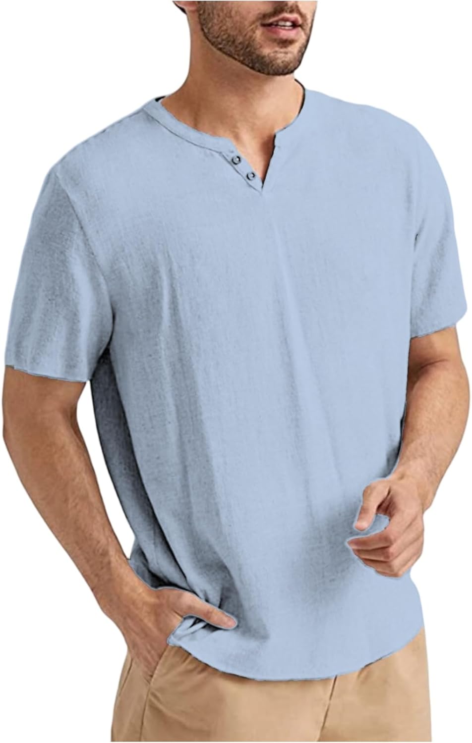 Mens Fashion Henley Tshirts Dressy Short Sleeve Tshirt Button Down V Neck Comfort Colors Shirts Men's Clothing