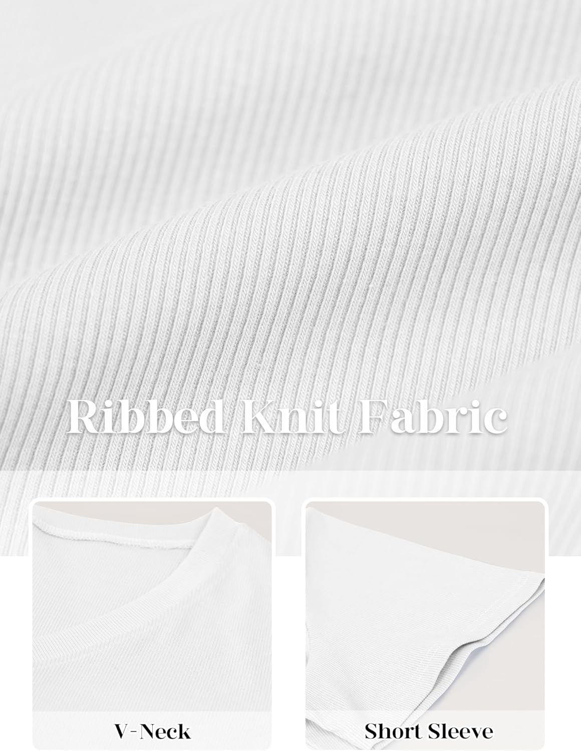 Womens Tops V Neck Short Sleeve Ribbed Knit Shirts Summer Fitted Basic Tee Casual Blouse Womens Tops V Neck Short Sleeve Ribbed Knit Shirts Summer Fitted Basic Tee Casual Blouse