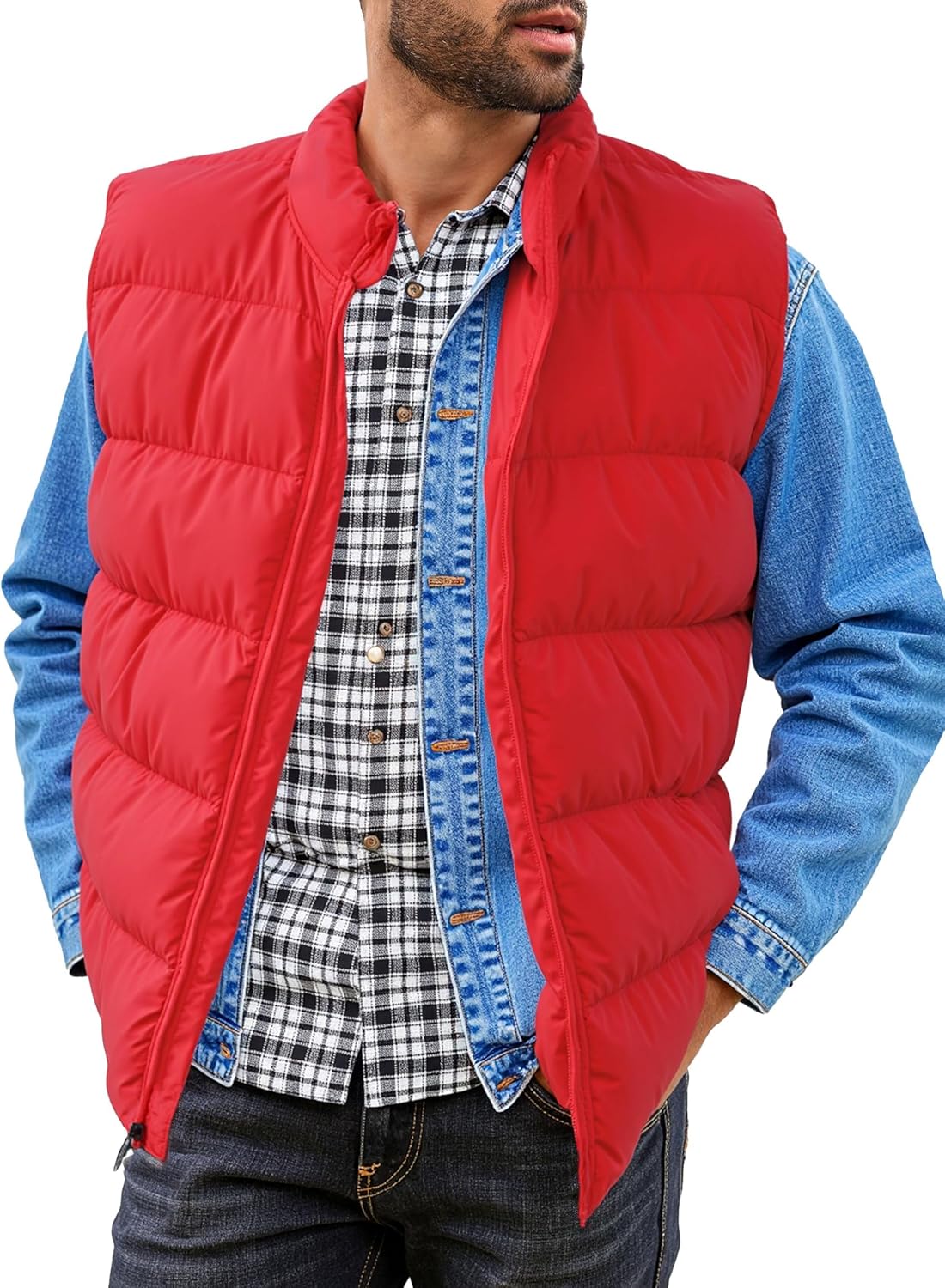 Men'S Winter Lightweight Puffer Vest Sleeveless Jacket Casual Puffy Vests