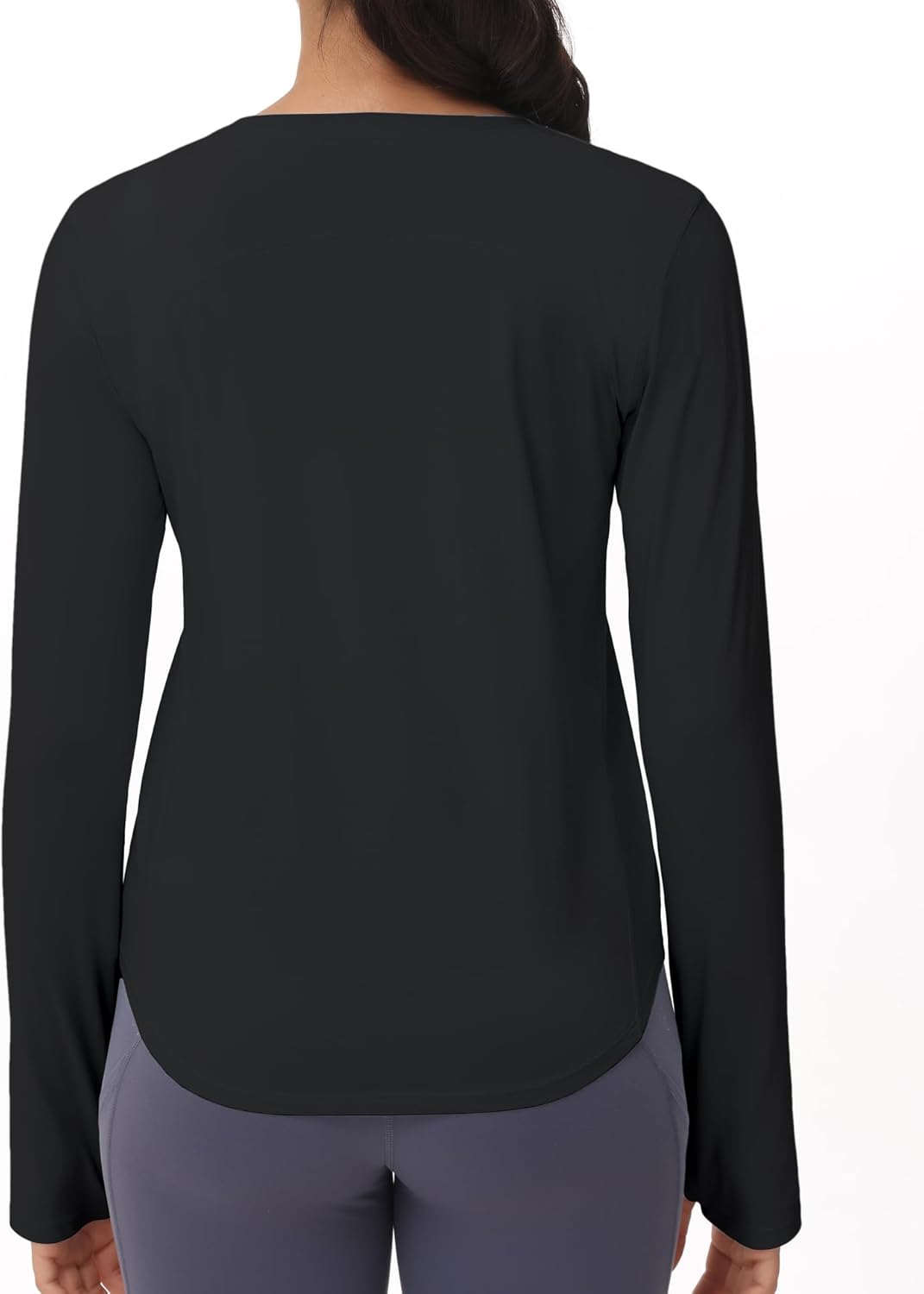 Women's Long Sleeve Workout Shirts Athletic Crewneck Hiking Tops with Thumb Hole