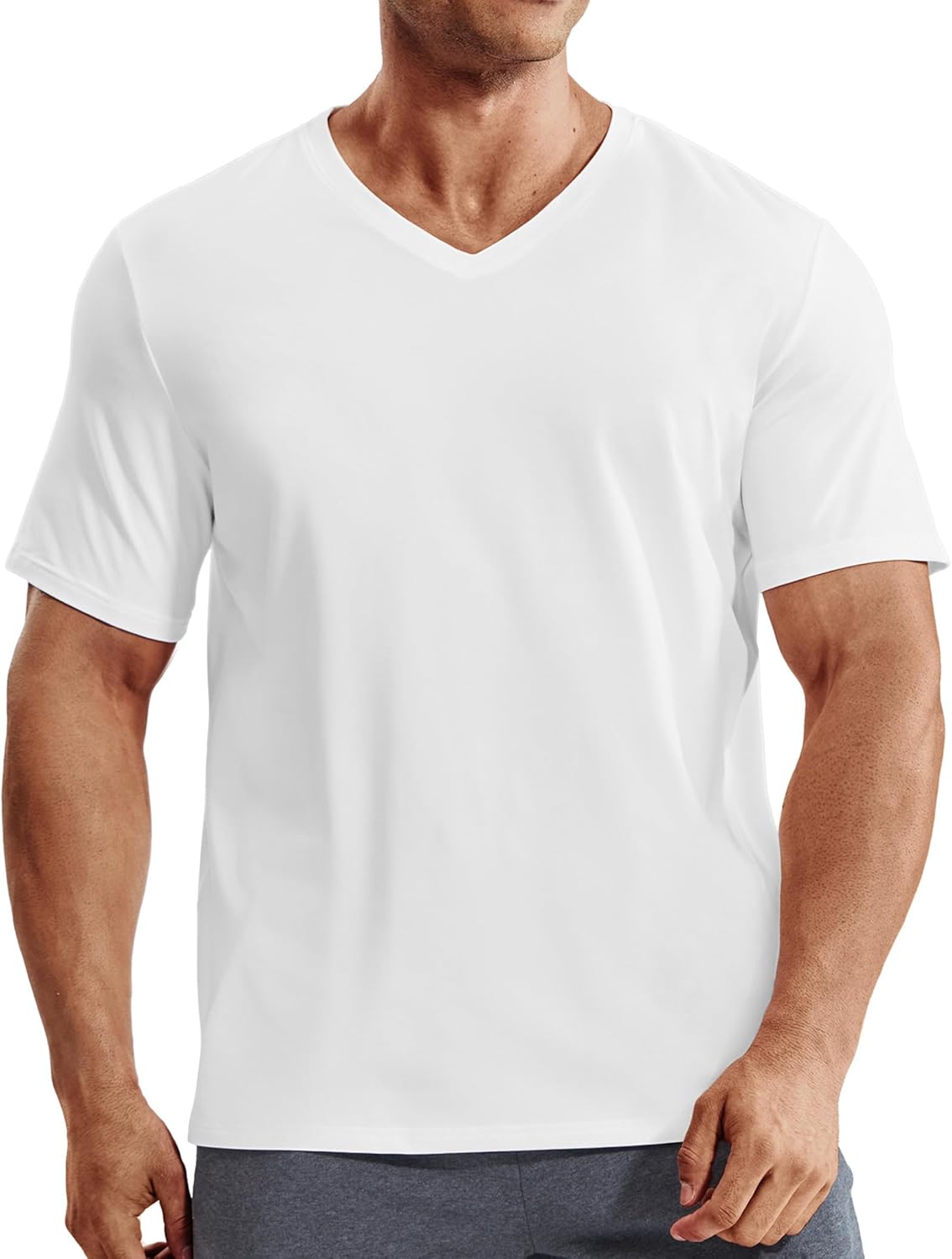 Mens Dry Fit V Neck T-Shirts Workout Soft Short Sleeve Moisture Wicking Running Athletic Gym Casual Tee Tops