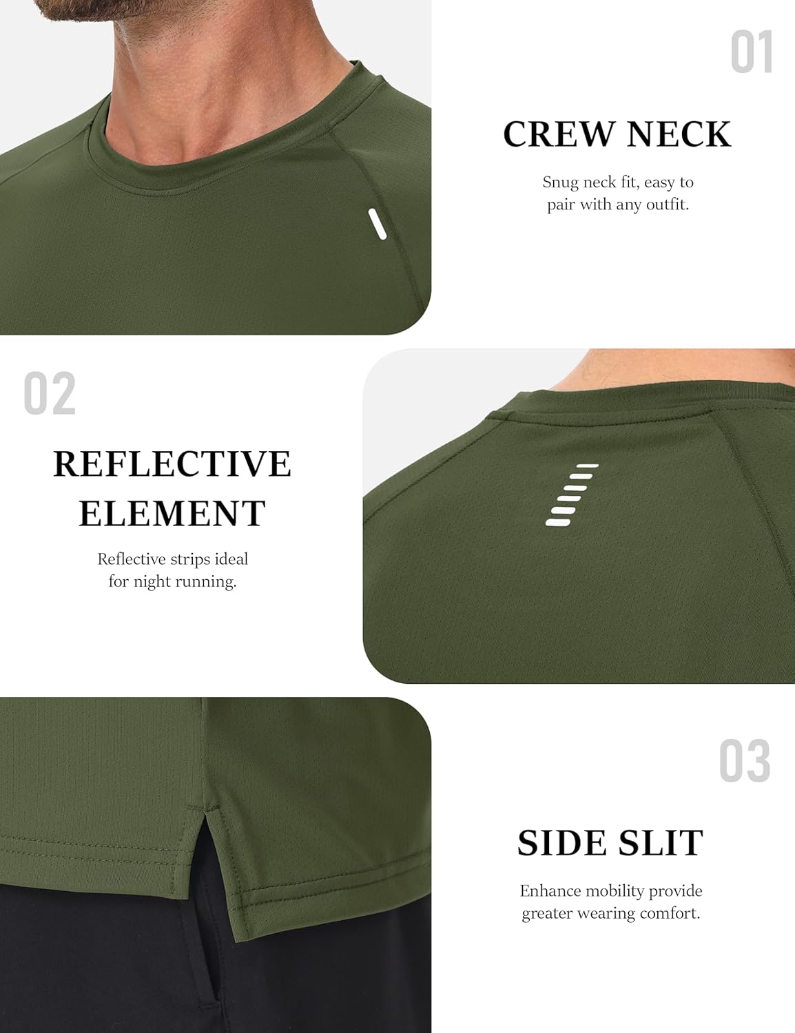 Men's Dry Fit Shirts Mesh Short Sleeve Athletic Lightweight Workout Performance Hiking Shirt
