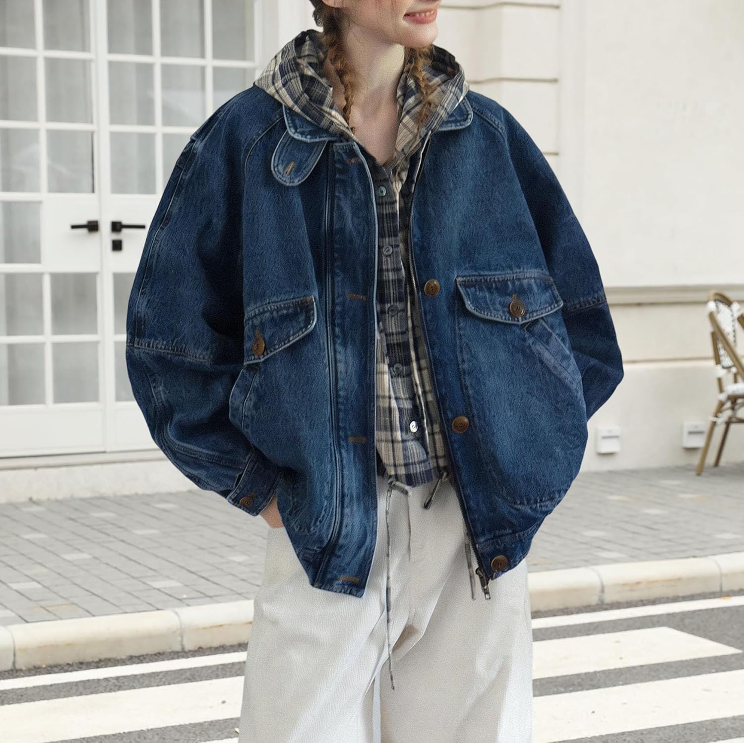 Women Casual Jean Jacket Long Sleeve Shirt Shacket With Pockets Women Casual Jean Jacket Long Sleeve Shirt Shacket With Pockets