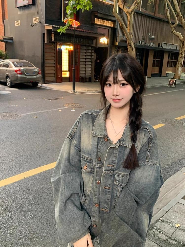 Women's Casual Loose Jacket Long Sleeved Jean Coat Tops Women's Casual Loose Jacket Long Sleeved Jean Coat Tops