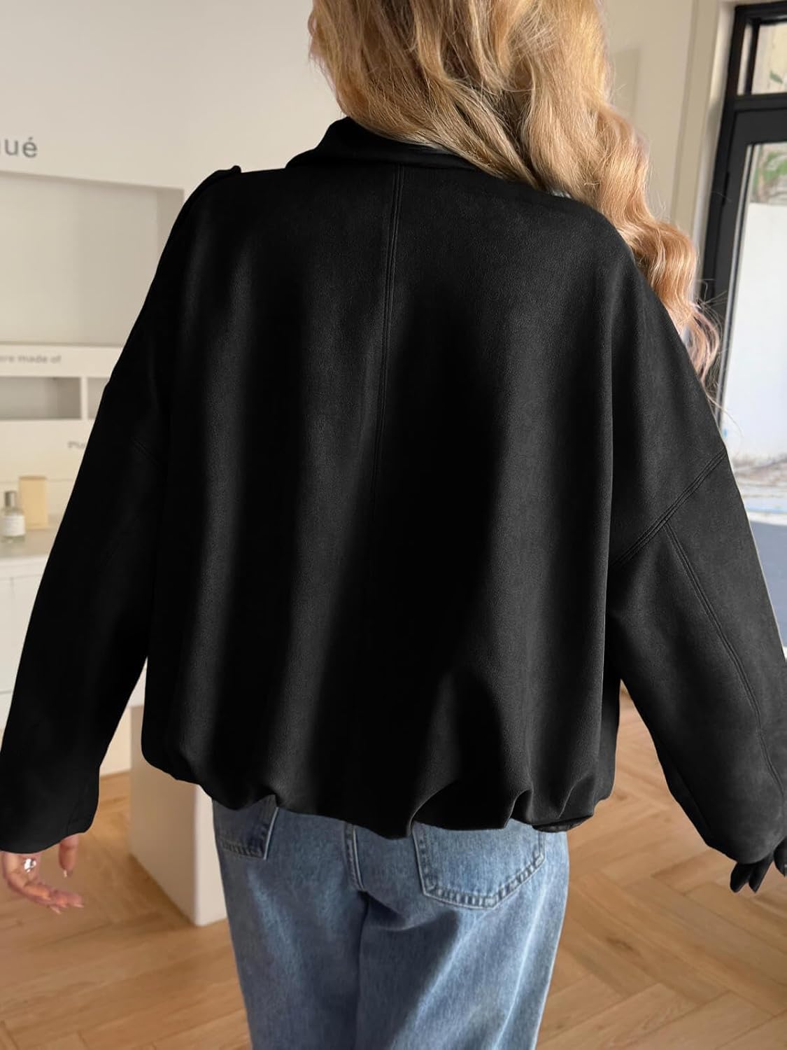 Womens Faux Suede Bomber Jackets Cropped Zip Up Lapel Coats Fall Casual Outerwears Womens Faux Suede Bomber Jackets Cropped Zip Up Lapel Coats Fall Casual Outerwears