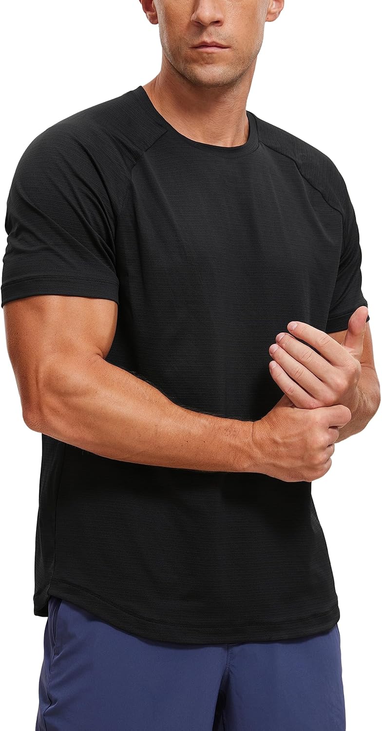 Lightweight Workout Shirts for Men - Texture Crewneck Running Athletic T-Shirts Short Sleeve Gym Tops Lightweight Workout Shirts for Men - Texture Crewneck Running Athletic T-Shirts Short Sleeve Gym Tops