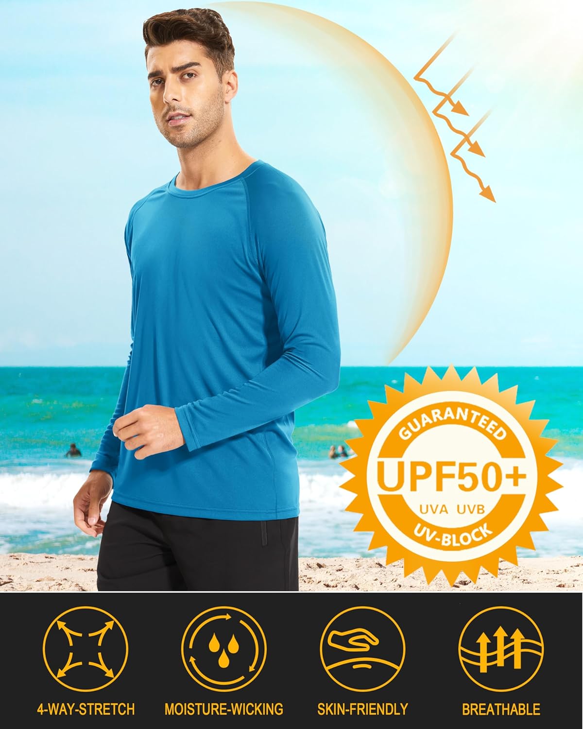 Men's Long Sleeve Shirts UPF UV Sun Protection Athletic Shirts for Hiking Running Workout Rash Guard Men's Long Sleeve Shirts UPF UV Sun Protection Athletic Shirts for Hiking Running Workout Rash Guard
