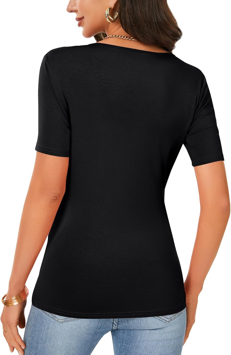 Women 's Summer T Shirt Short Sleeve v Neck Wrap Ruched Slim Fit Tees Shirt Women 's Summer T Shirt Short Sleeve v Neck Wrap Ruched Slim Fit Tees Shirt
