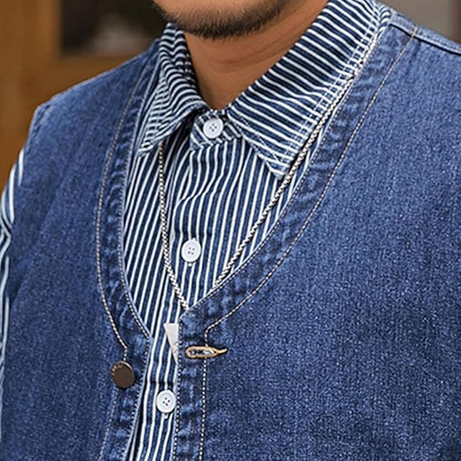 Men's Casual Vest Double Pocket Sleeveless Jean Men Jacket Big &Tall Outdoor Work Vests Men's Casual Vest Double Pocket Sleeveless Jean Men Jacket Big &Tall Outdoor Work Vests