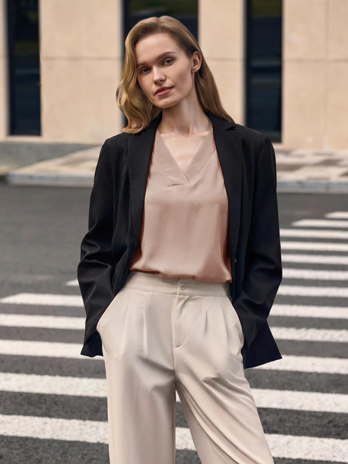 Women's V Neck Blouses Cap Sleeve Shirts Casual Loose Work Office Solid Tops Women's V Neck Blouses Cap Sleeve Shirts Casual Loose Work Office Solid Tops