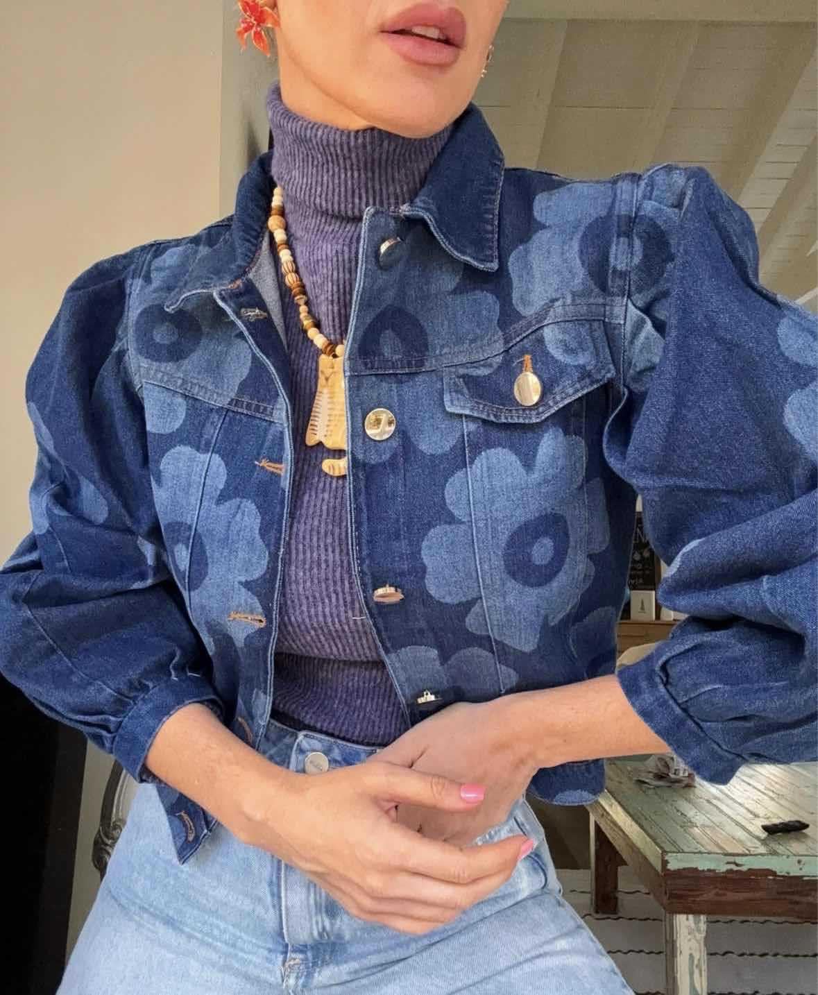 Women's Cropped Jean Jacket Fall Outfits Fashion Floral Printed Button Down Shacket Short Jackets Women's Cropped Jean Jacket Fall Outfits Fashion Floral Printed Button Down Shacket Short Jackets