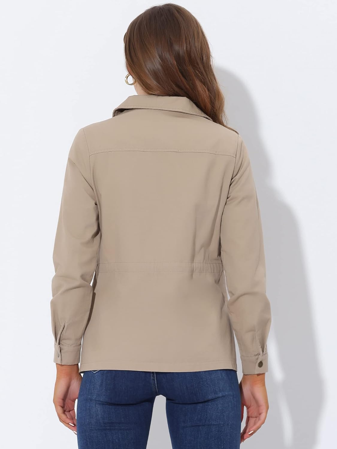 Women's Utility Jacket Zip Up Drawstring Waist Snap Buttons Lightweight Anorak Jackets with Pockets Women's Utility Jacket Zip Up Drawstring Waist Snap Buttons Lightweight Anorak Jackets with Pockets