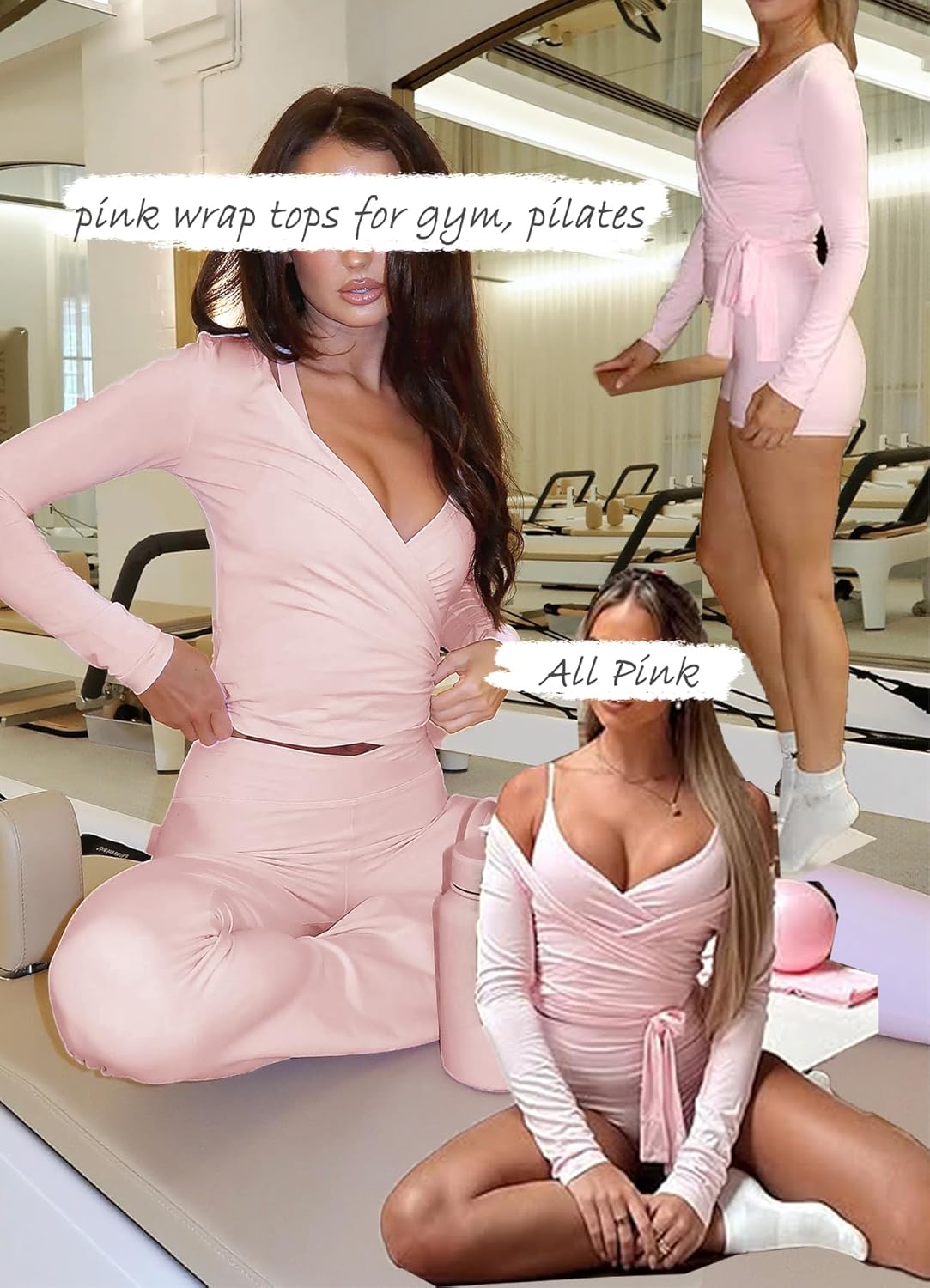 Women Long Sleeve Ballet Pilates Yoga Wrap Tie Front Tops Workout Gym Shirts Cardigan Women Long Sleeve Ballet Pilates Yoga Wrap Tie Front Tops Workout Gym Shirts Cardigan