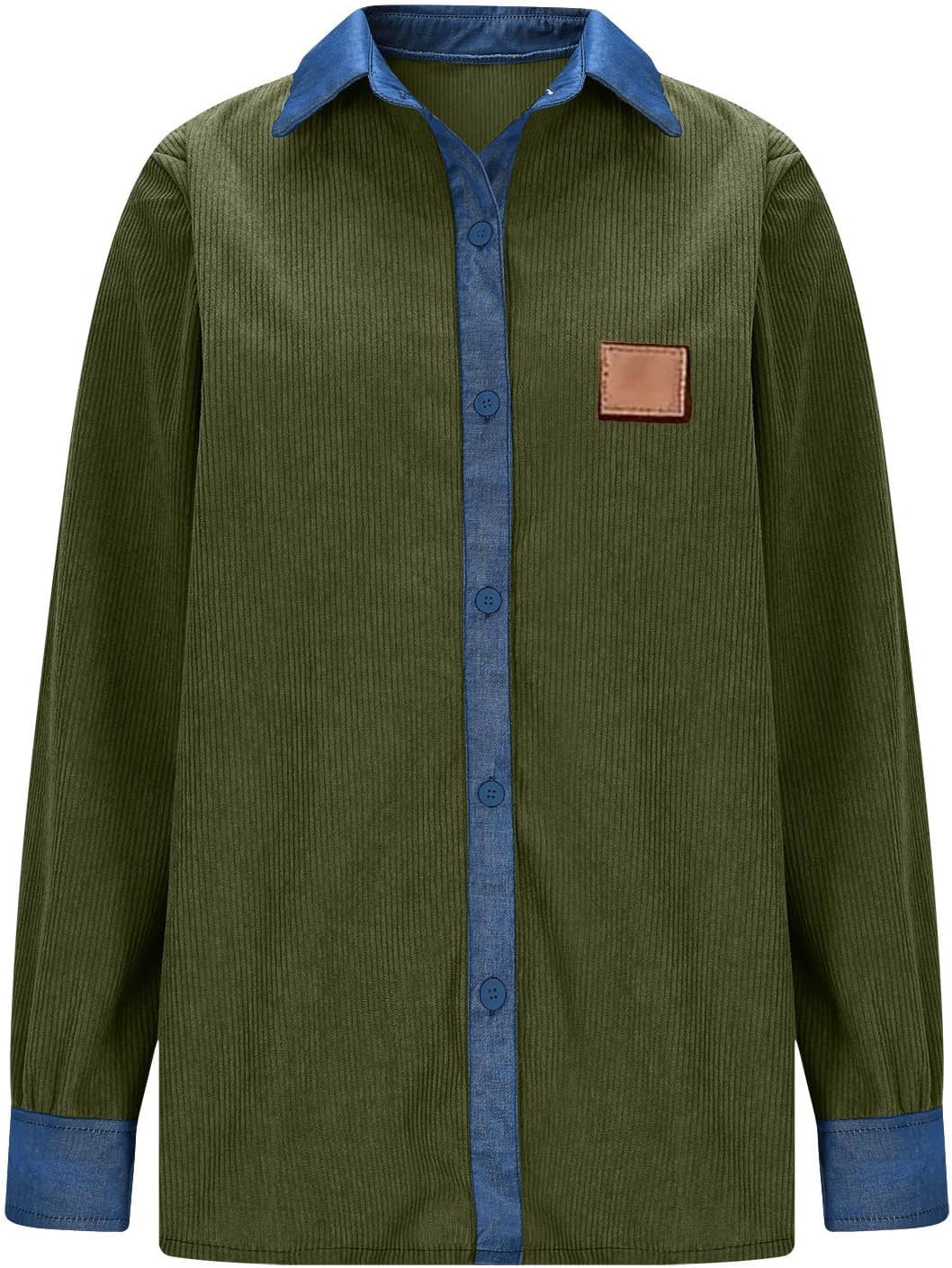 Womens Corduroy Shirt Long Sleeve Button Up V Neck Blouses Tops Loose Fit Dressy Casual Shacket Jacket Womens Corduroy Shirt Long Sleeve Button Up V Neck Blouses Tops Loose Fit Dressy Casual Shacket Jacket