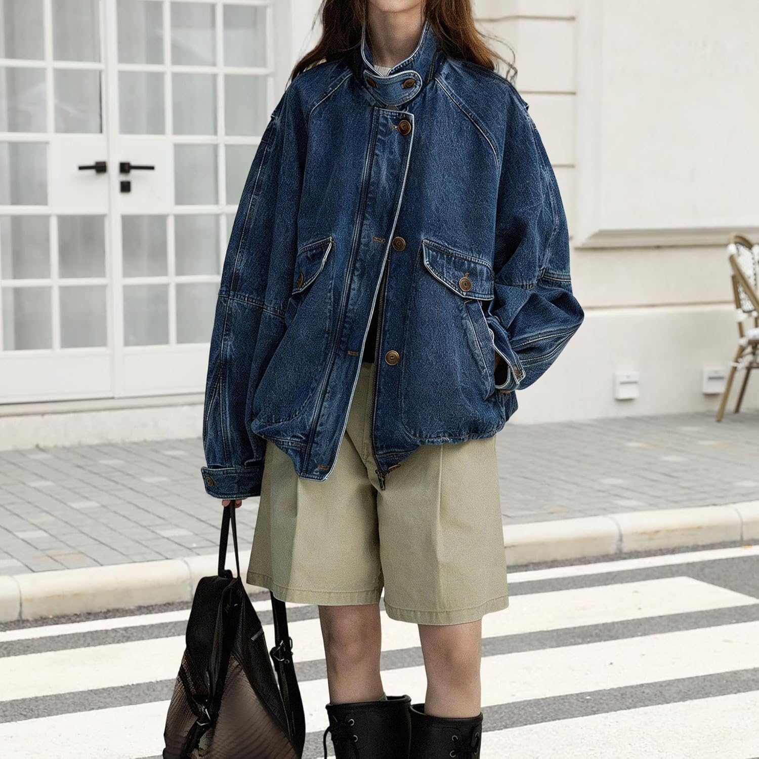 Women Casual Jean Jacket Long Sleeve Shirt Shacket With Pockets Women Casual Jean Jacket Long Sleeve Shirt Shacket With Pockets